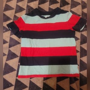 Boy's Navy, Light blue, and Red stripped short sleeve shirt